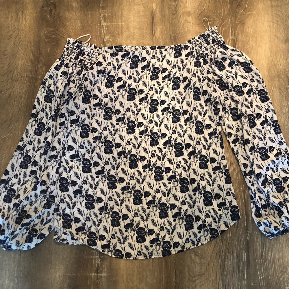 Floral Aqua blouse- never worn